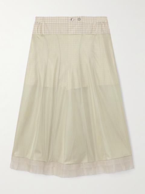 Layered Paneled Chiffon And Checked Cotton Skirt