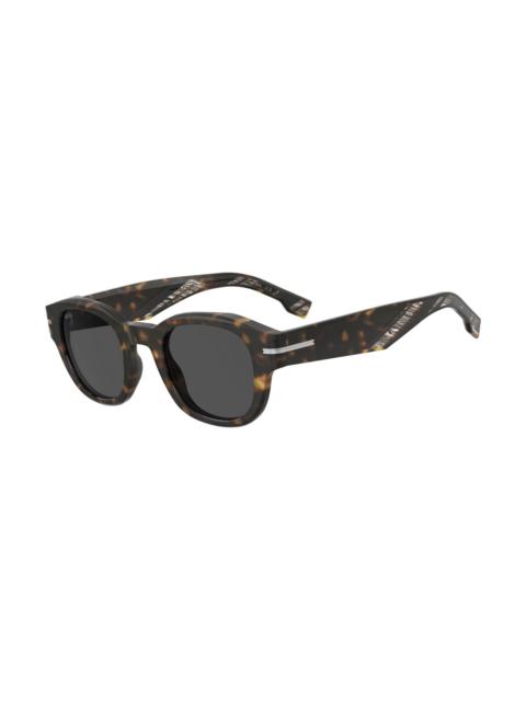 PATTERNED-ACETATE SUNGLASSES WITH SILVER-TONE HINGES
