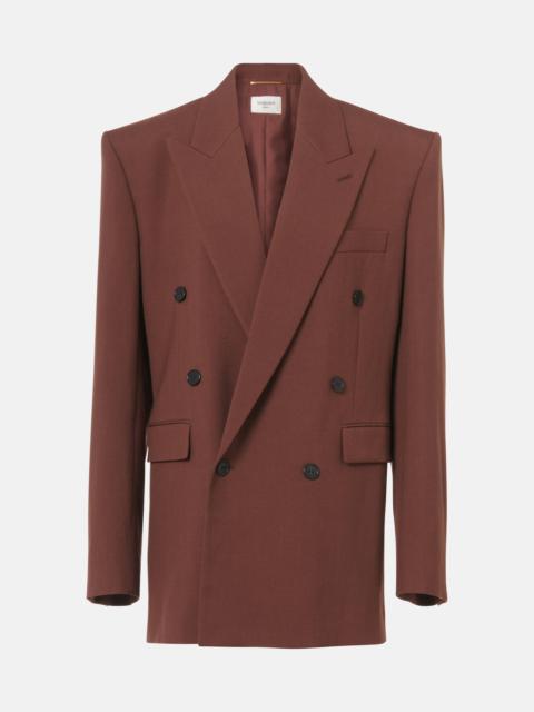 Double-breasted wool gabardine blazer