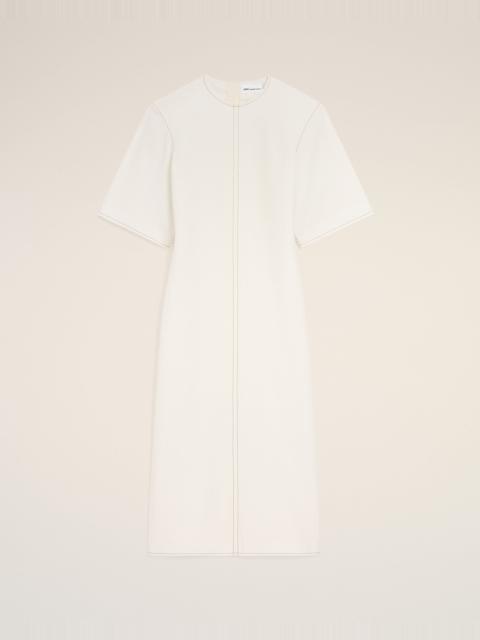 WHITE COTTON LONG FITTED DRESS