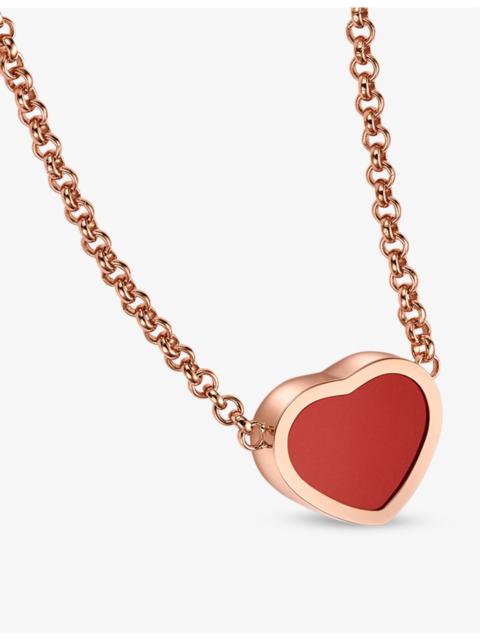 Happy Hearts 18ct rose-gold and carnelian pendant necklace