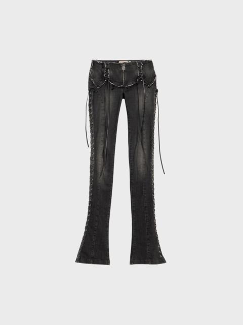 SLIM FIT JEANS WITH EYELETS AND LACES