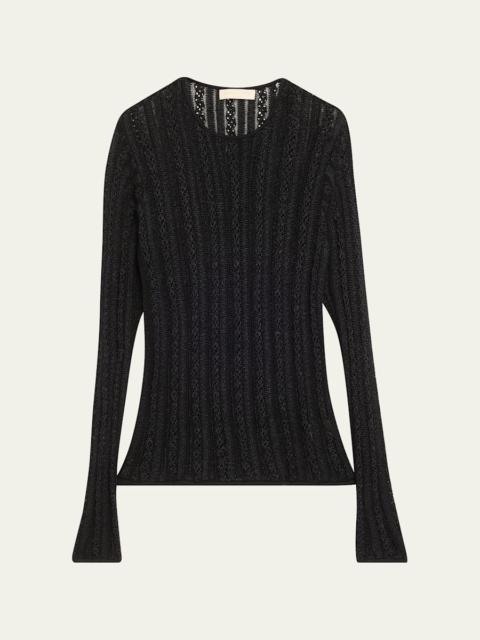 Ardith Long-Sleeve Lace Knit Top