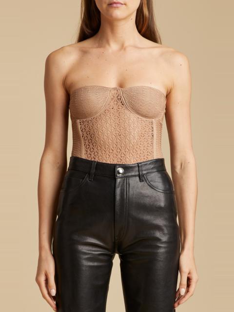 Lori Strapless Knit Bustier Top brown