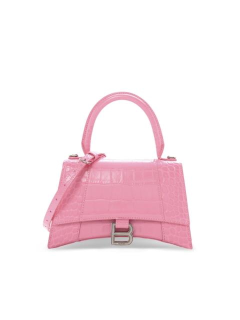 Hourglass crocodile-embossed tote bag