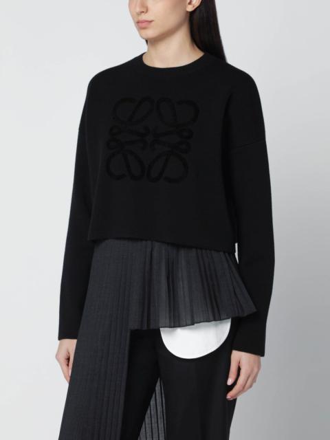 Black cropped wool-blend sweater
