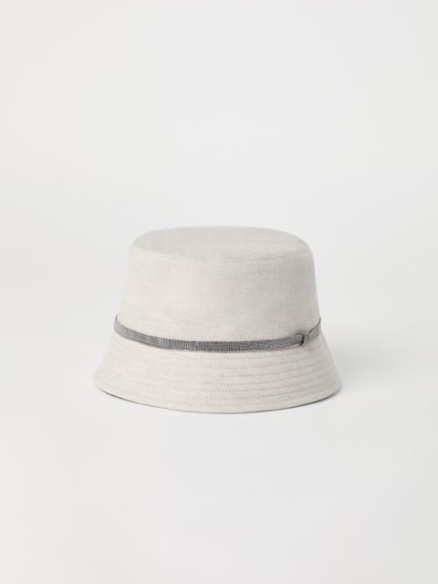 Linen sparkling canvas bucket hat with shiny band