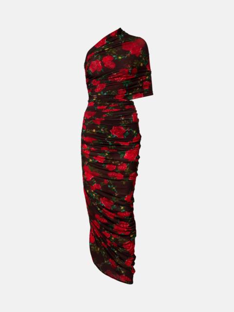 Floral ruched midi dress