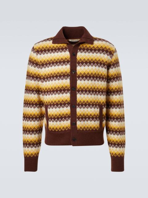 Jacquard cashmere and wool cardigan