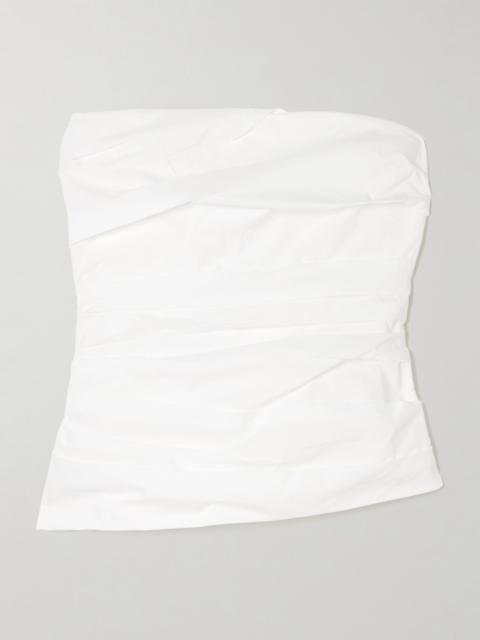 Emerson Strapless Ruched Cotton-blend Poplin Bustier Top