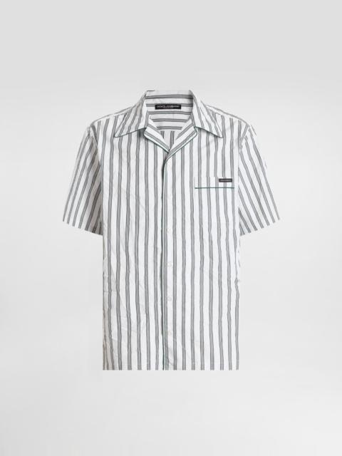 Crinkled striped poplin hawaii shirt