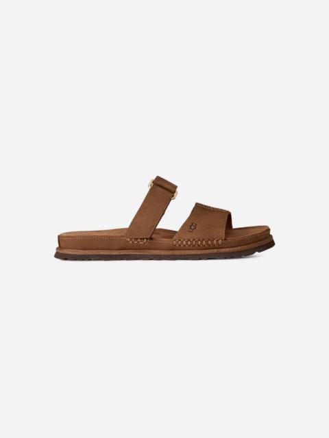 ® Women's GoldenGaze Slide Leather Sandals in Dark Chestnut