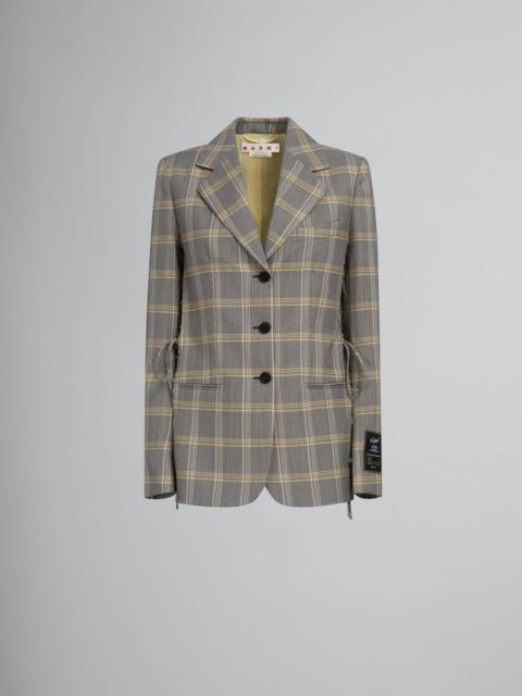 YELLOW CHECKED TECH WOOL JACKET