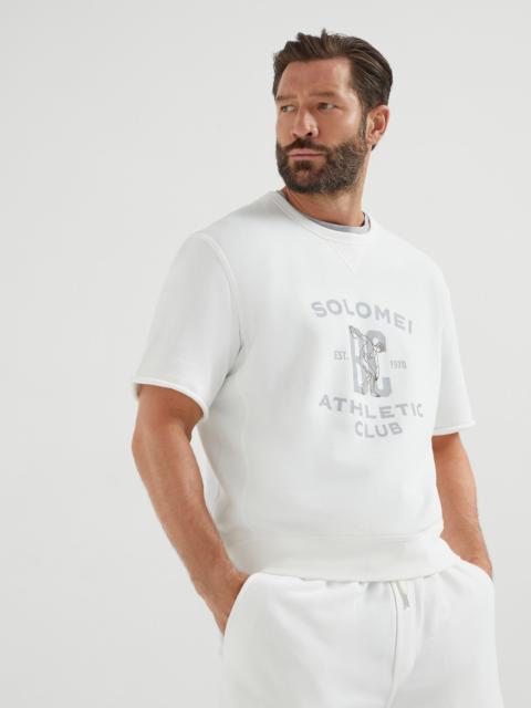 Cotton smooth French terry short sleeve sweatshirt with print