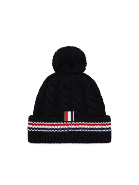 cable-stitch pompom beanie