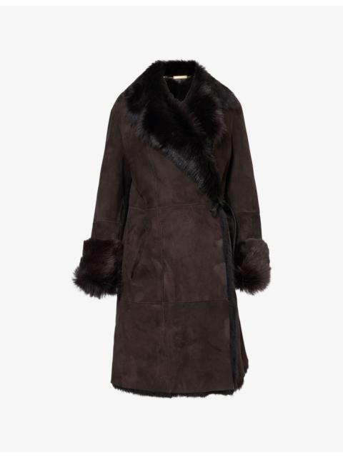 Joni Midlength Notch-Lapels Shearling Coat