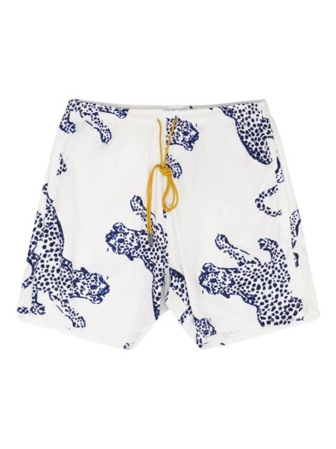 animal-print swim shorts