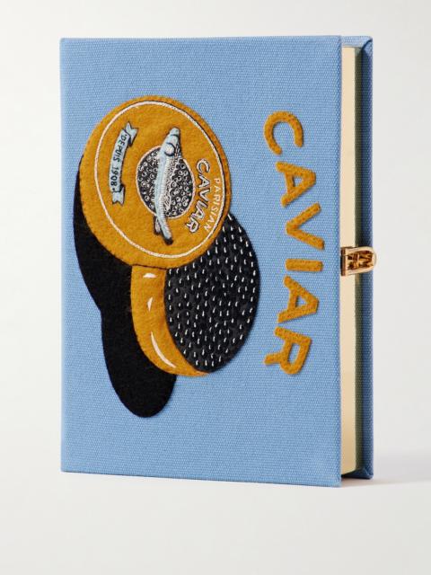 Caviar Embroidered Appliquéd Canvas Clutch