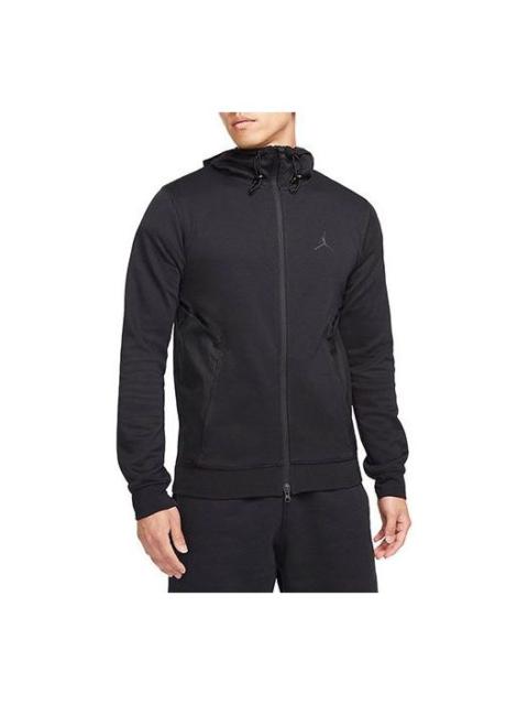 Air Jordan Casual Full-length zipper Knit Hooded Jacket Black DA9855-010