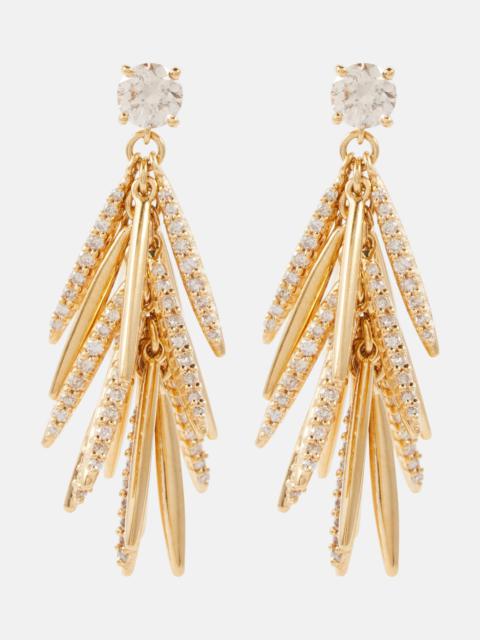 Grass Sunshine Drop 18kt gold earrings with diamonds