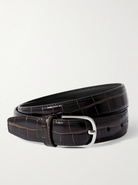 Croc-effect Leather Belt
