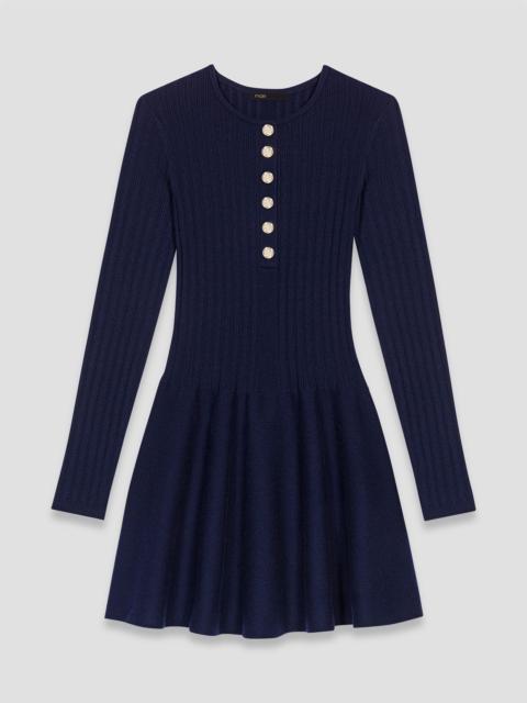 Mini knit dress with flared skirt