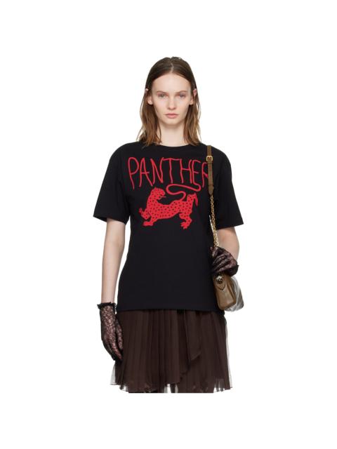 Black Printed Cotton T-shirt