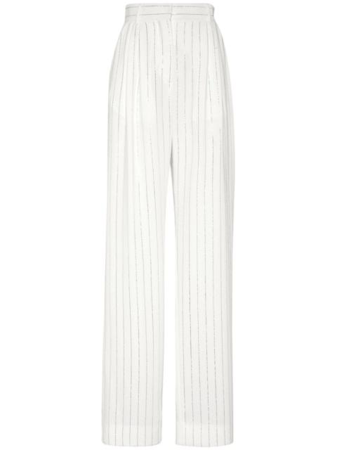 Cady crystal-pinstripe trousers