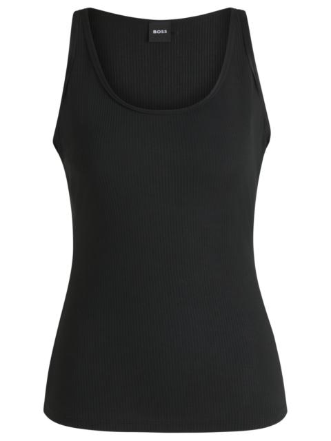 SHEER TANK TOP WITH RIBBED STRUCTURE