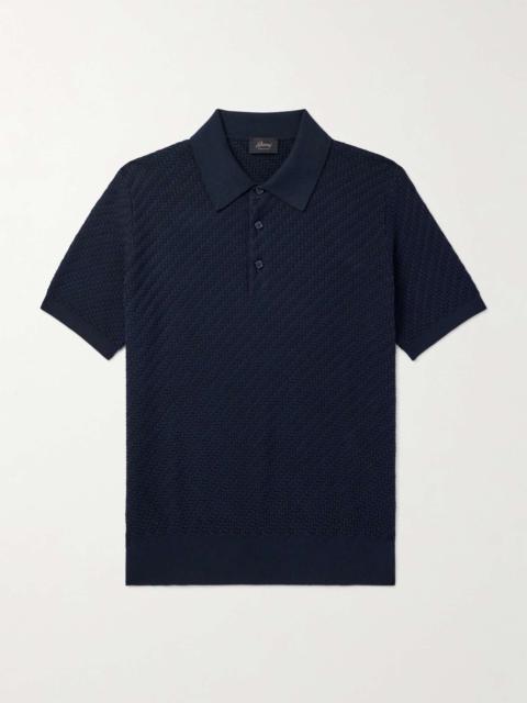 Slim-Fit Basketweave Cotton, Silk and Cashmere-Blend Polo Shirt