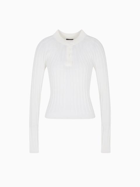 CREW-NECK RIB-KNIT JUMPER IN CASHMERE AND SILK