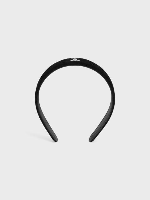 Celine Stamped Headband in Calfskin, Polyester and Brass with Rhodium Finish