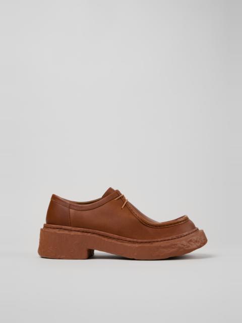 Brown Leather Lace-Up Shoes
