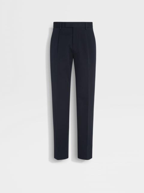 NAVY BLUE COTTON AND WOOL PANTS