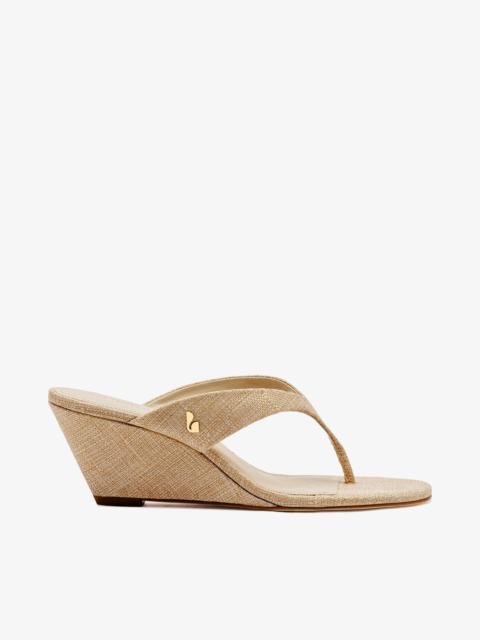 Gaia Low Wedge In Beige Raffia