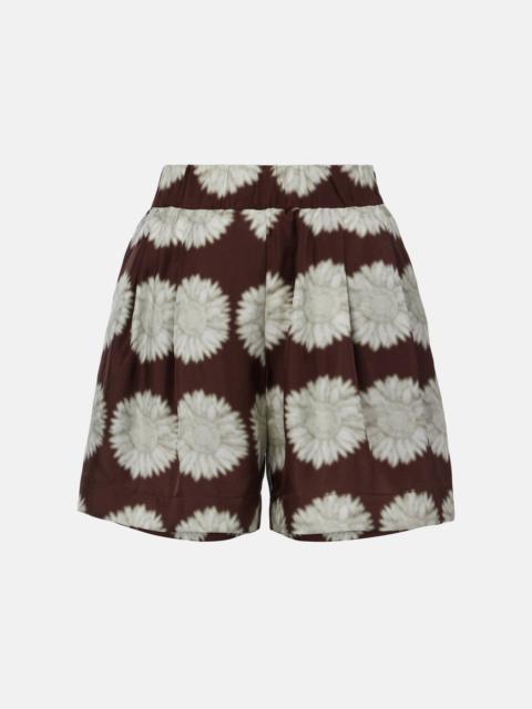 Zurich printed silk twill shorts