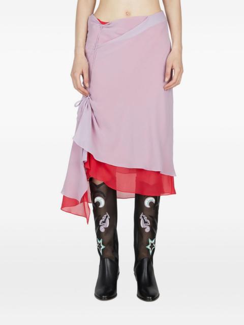 ruffled layered midi skirt