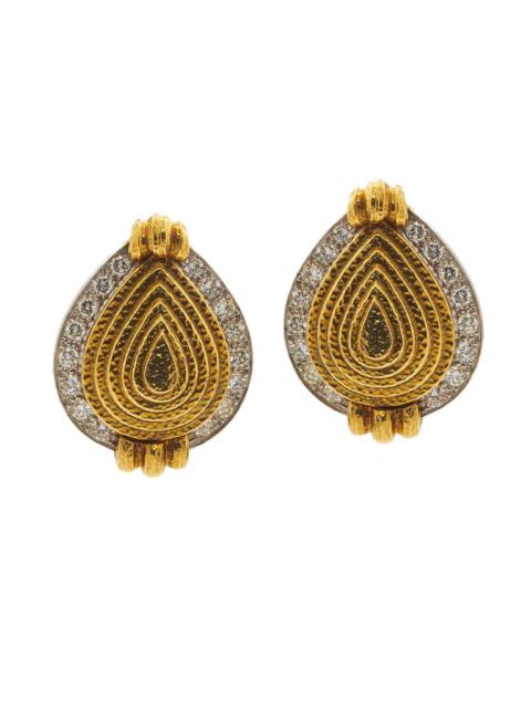 Diamond Concentric Pear Earrings