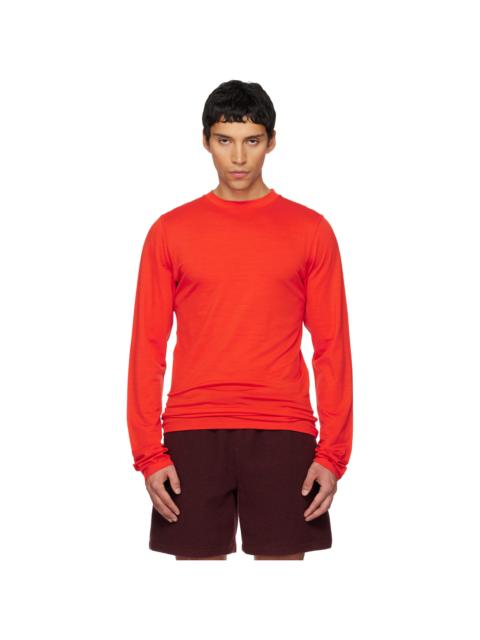 Orange Roundneck Jersey Wool T-shirt