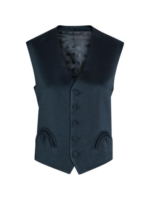 buttoned flap pocket vest