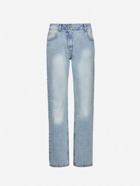 Low-rise straight-leg jeans in light blue