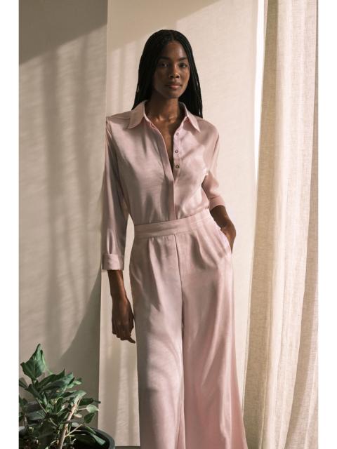 Petite Hammered Satin Wide Leg Woven Trouser