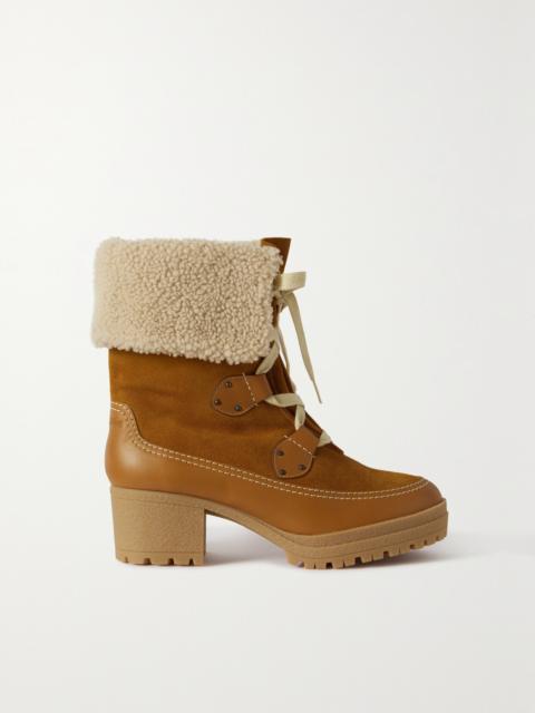 Verena Shearling-trimmed Suede And Leather Ankle Boots