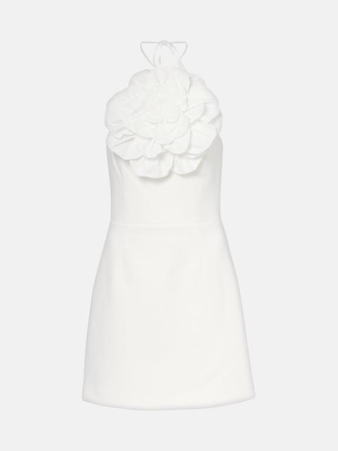 Odetta floral-appliqué halterneck minidress