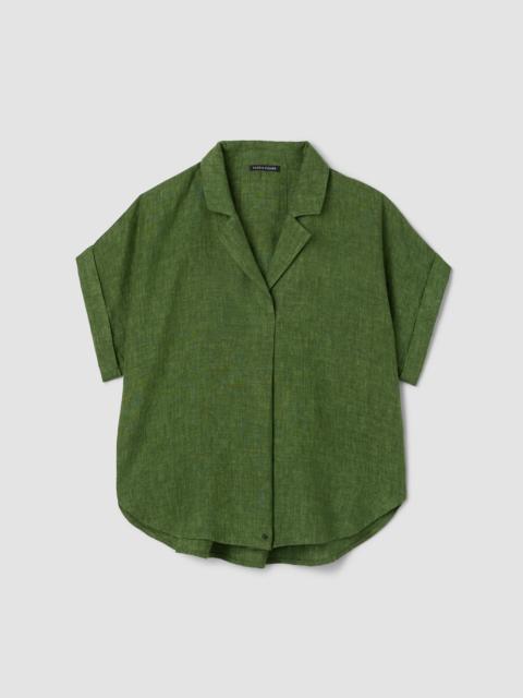 Washed Organic Linen Délavé Notch Collar Top