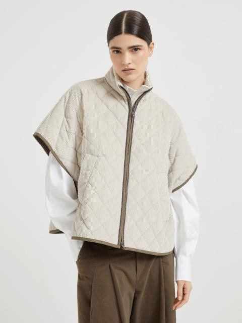 Quilted cotton and cashmere corduroy outerwear jacket with Thermore® padding and shiny trims