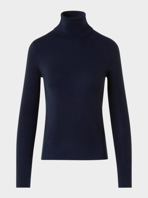 Turtleneck Cashmere-Silk Long-Sleeve Sweater