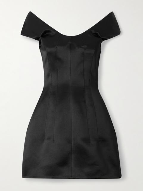 Off-the-shoulder Satin Mini Dress