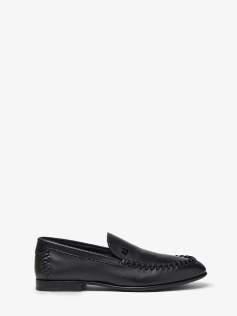 Loafers Black leather braided loafers