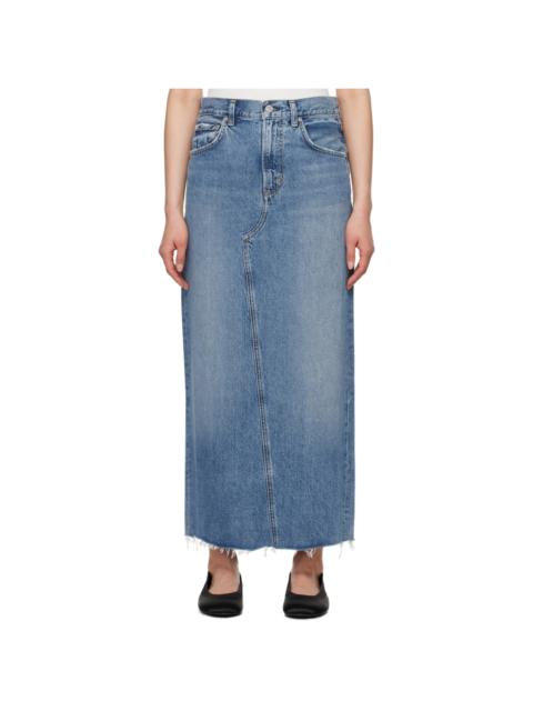 Blue Circolo Denim Maxi Skirt